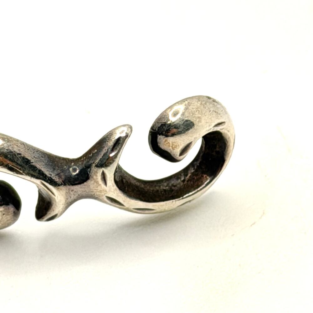 Vintage 80s Sterling Silver Ornate Openwork Scroll Artisan Cuff Bracelet - Picture 6 of 9